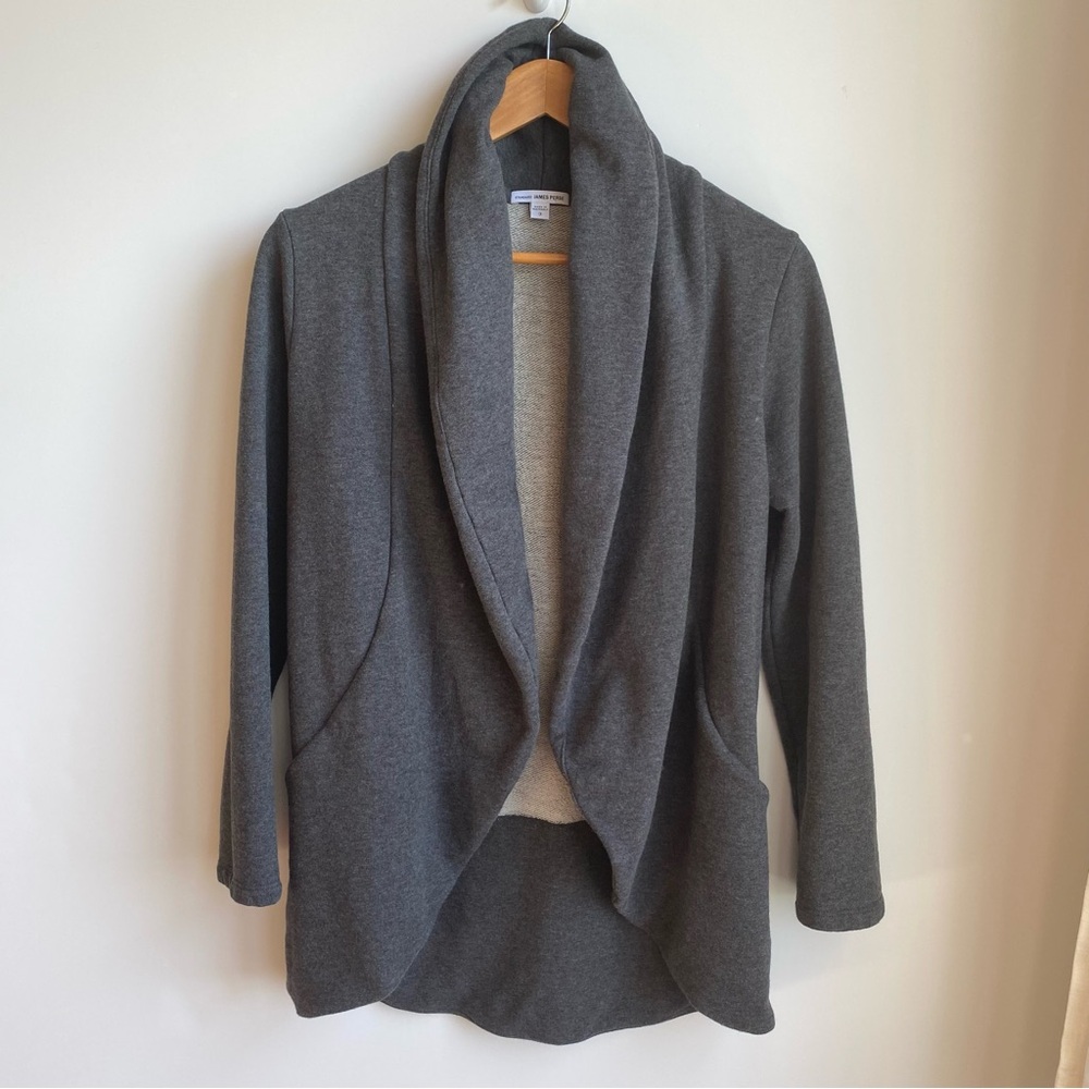 James Perse 100% Cotton Thick Cocoon Wrap Cardigan Sweater Gray M